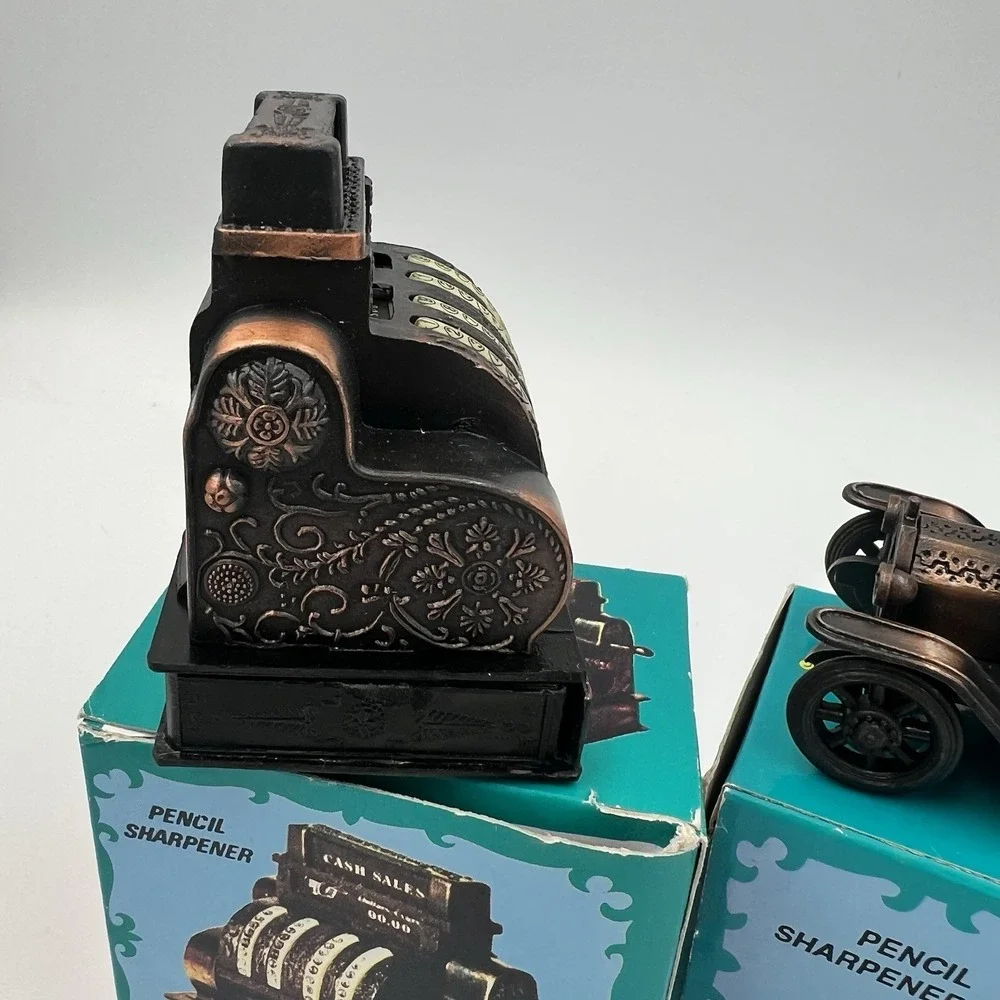 VTG‎ Die-Cast Mini Pencil Sharpeners LOT of 3 Cash Register, Steamboat, Car